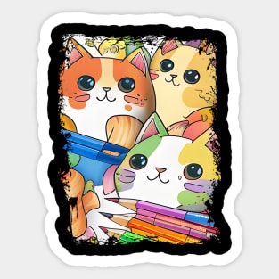 Funny and Cute Cat Crayon with a rainbow Sticker